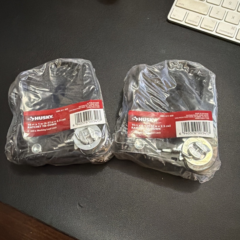 NEW Lot of 2 -  15 ft Ratchet Tie-Down Strap Husky  (#340)
